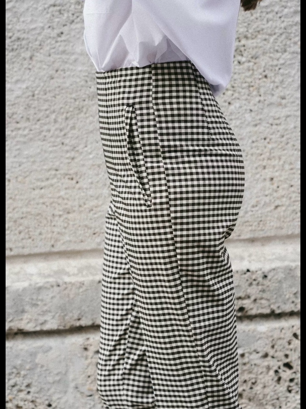 Zara Black & White Gingham Checkered Print High Waisted Ankle Pants - Picture 2 of 4